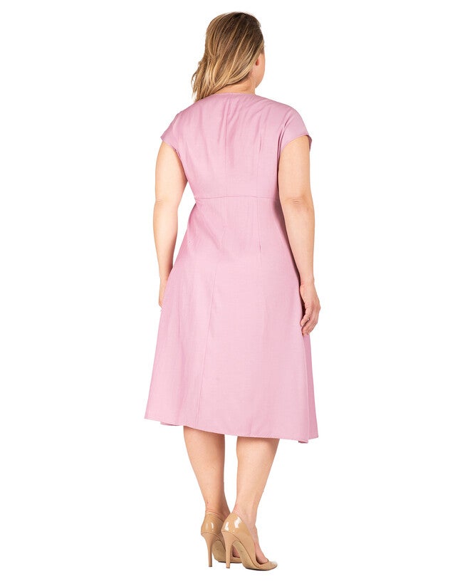 Hazel Women's Kimono Cap Sleeves Midi Wrap Dress, Mauve / Mauve, alternate image number 1