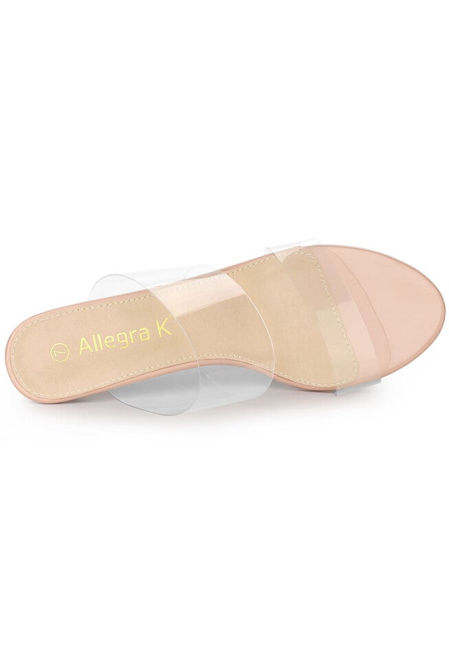 Clear Slide Stiletto Heels Clear Sandals, Beige / Beige, alternate image number null