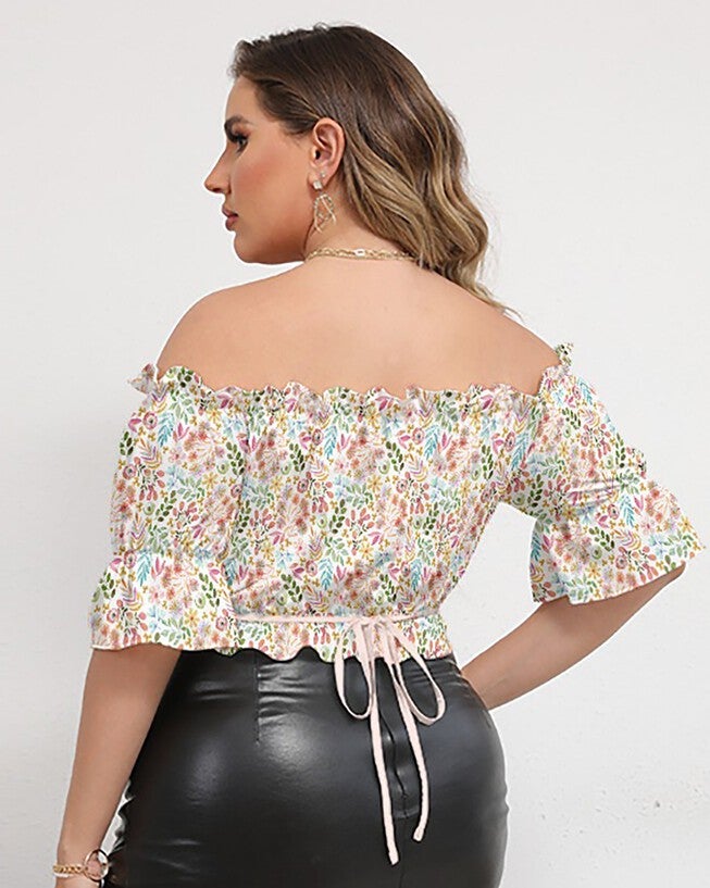 Garden Gala Floral Off-the-Shoulder Crop Top, Multi / Pink, alternate image number null