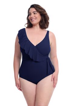 Tutti Frutti Plus Size Ruffle Surplice One Piece