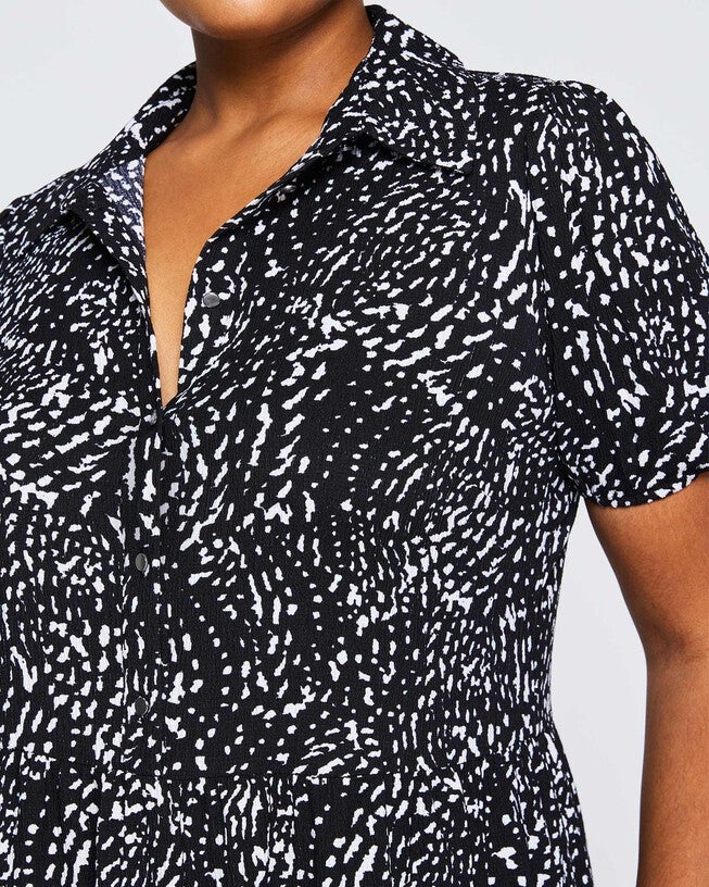 Speckle Spot Collared Dress, Print / Black, alternate image number null