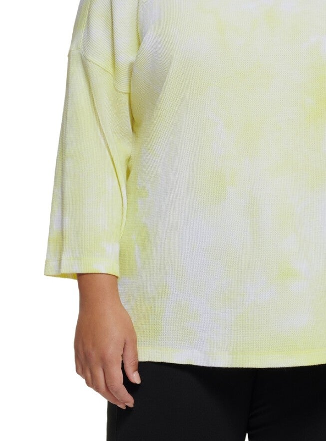 Calvin Klein Women's Plus Tie Dye Print Top Yellow Size 2X, , alternate image number 5