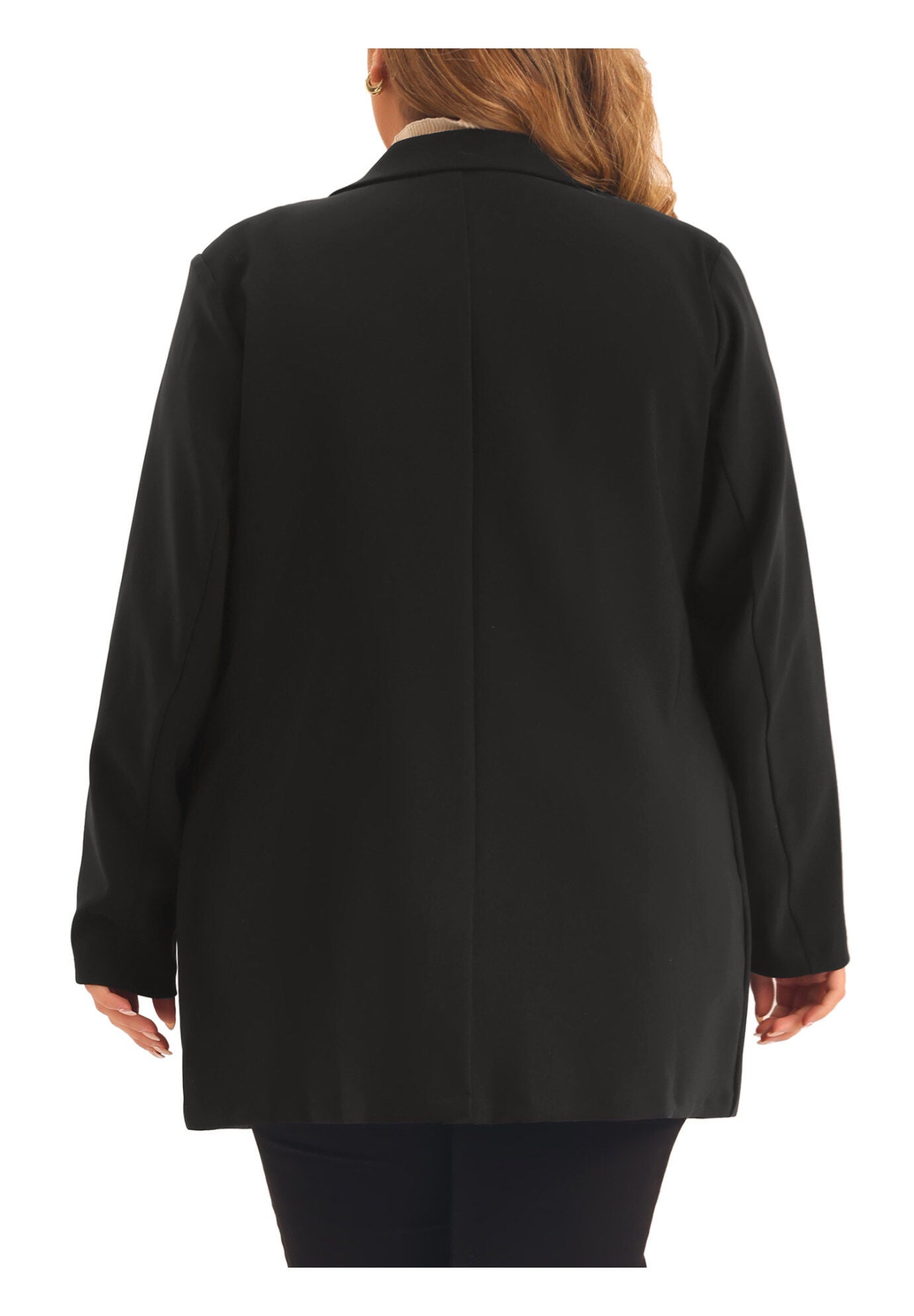 LAPEL BUTTON OFFICE WORK BLAZER, Black / Black, alternate image number 3