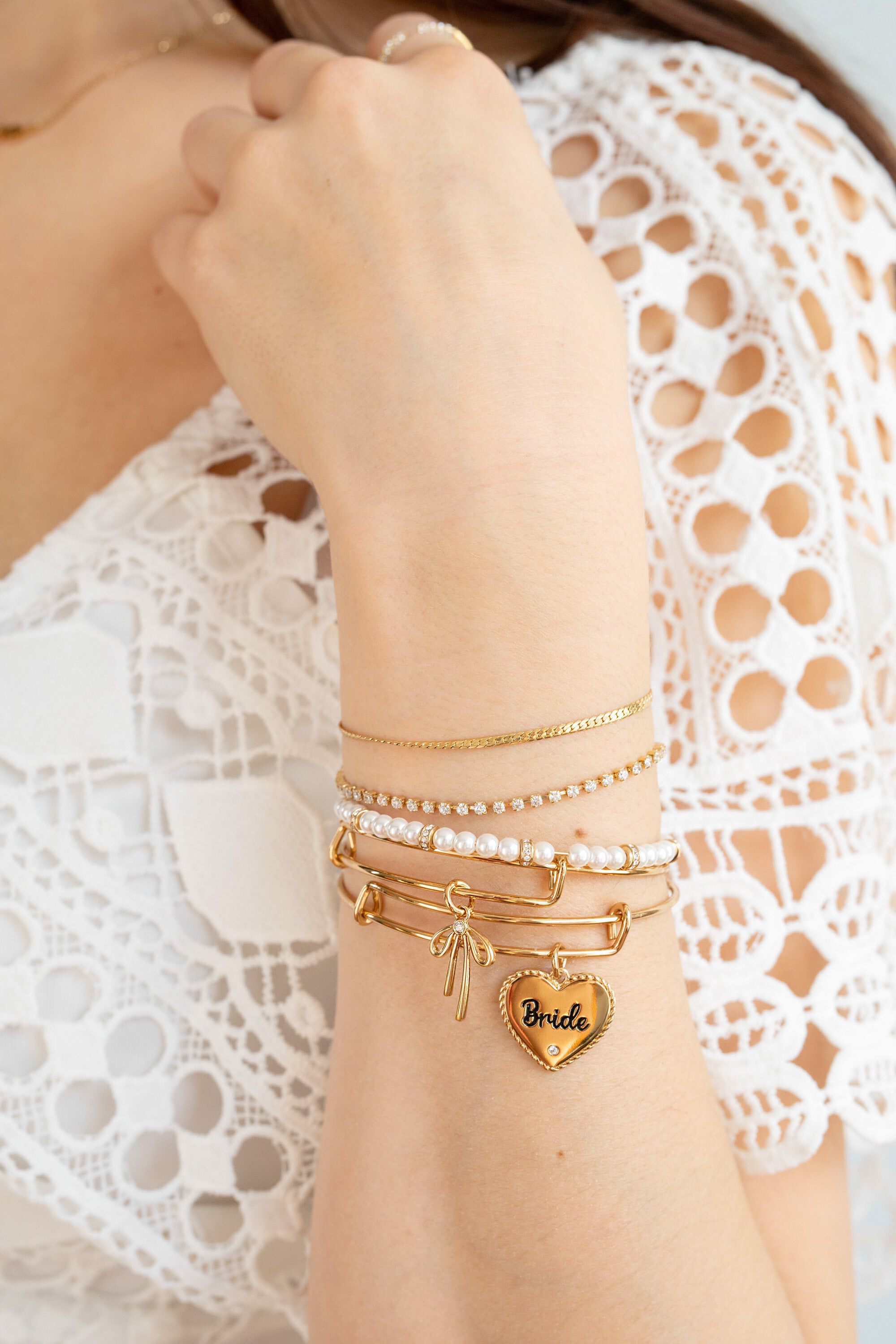Bride Heart Bangle, Gold / Gold, alternate image number 2