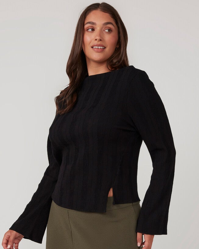 Picnic Long-Sleeve Black Top, , alternate image number 7