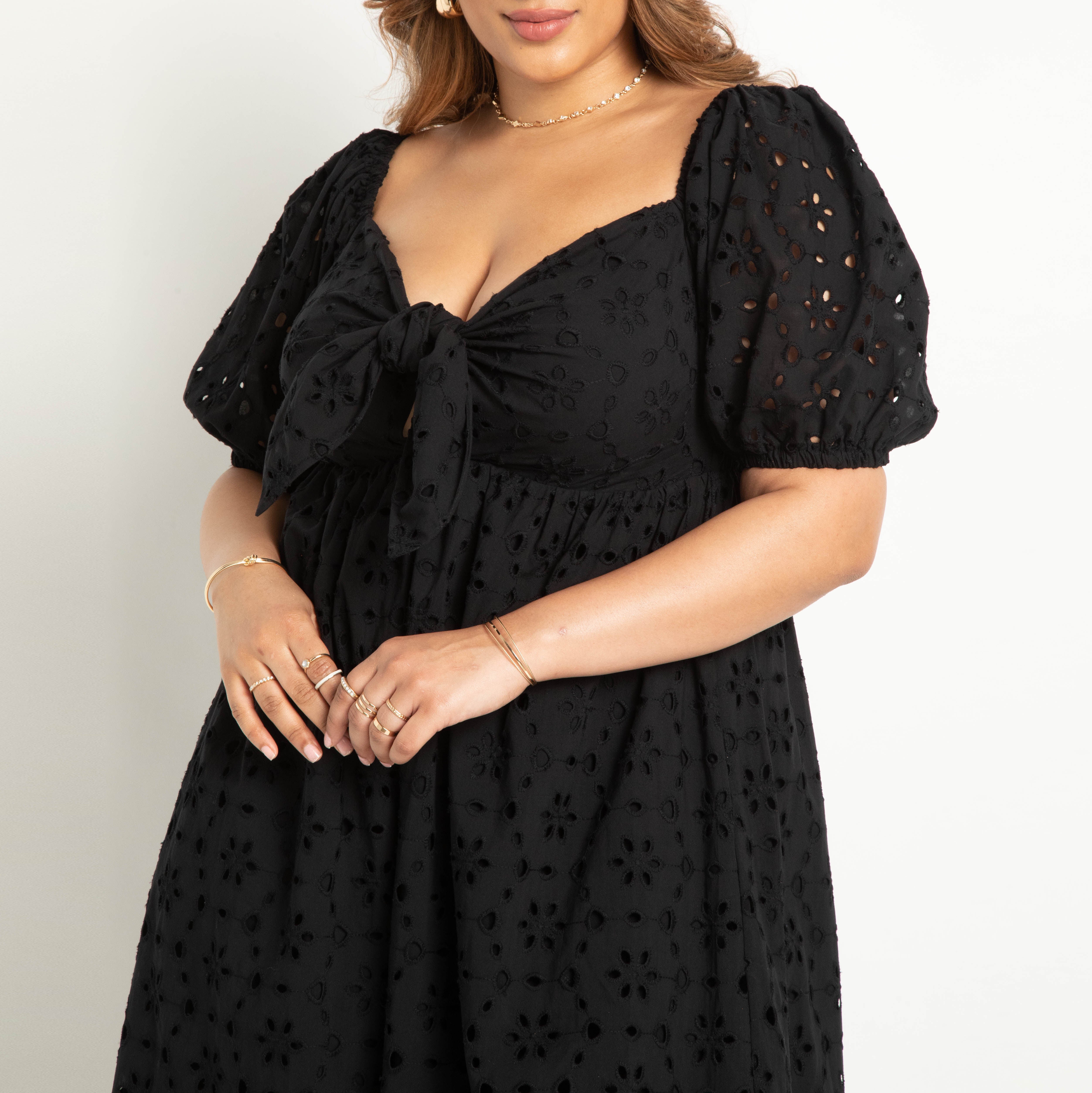 Eyelet Tie Front Maxi Dress, , alternate image number 3
