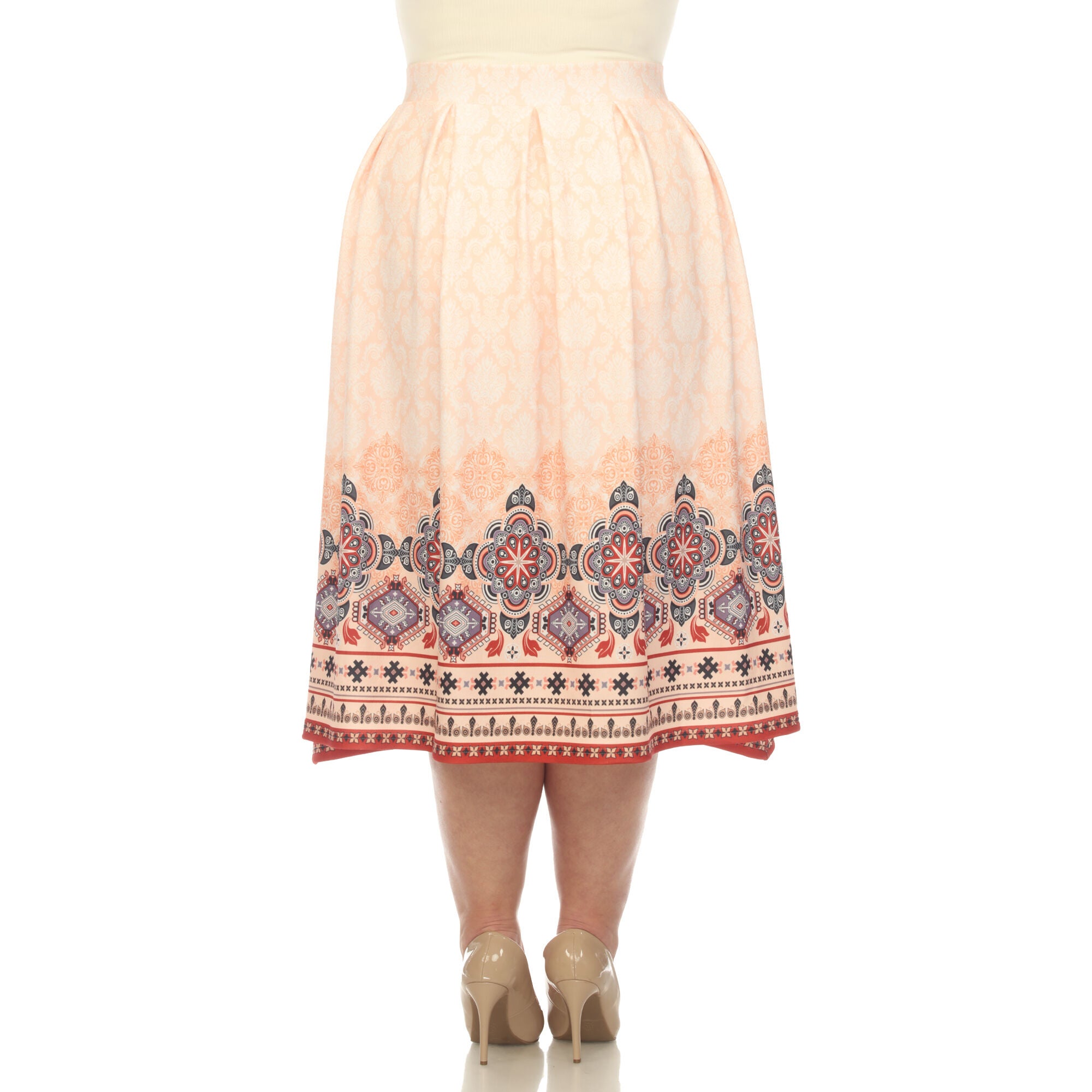 Pleated Skirt with Border Prints, , alternate image number 7