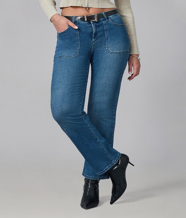 BILLIE-DIS2 High Rise Bootcut Jeans, Dim Sky / Dusty Blue, hi-res image number 0
