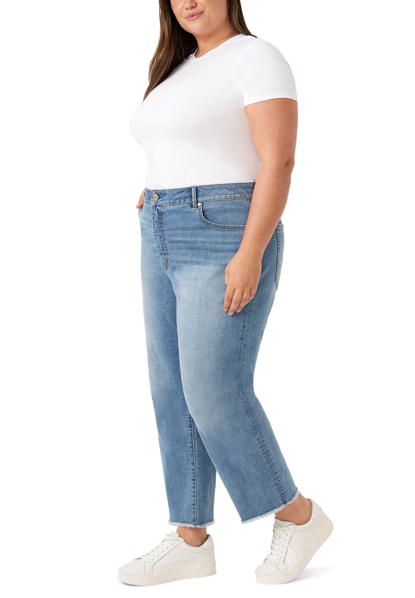 Vintage Straight Ankle Jean, Desert Dust Frayed Hem / Light Wash, alternate image number 3