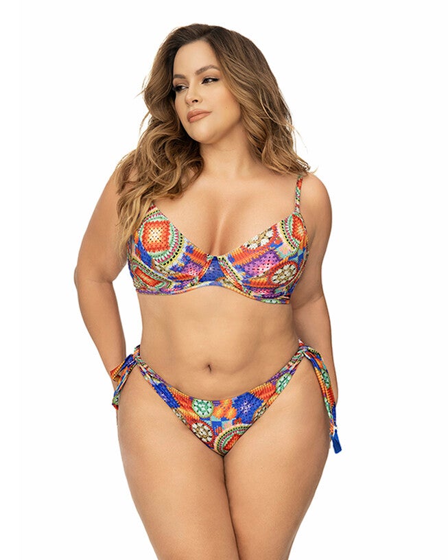 Mapale 67053X Underwired Two Piece Swimsuit, Crochet Print / Orange, hi-res image number 0