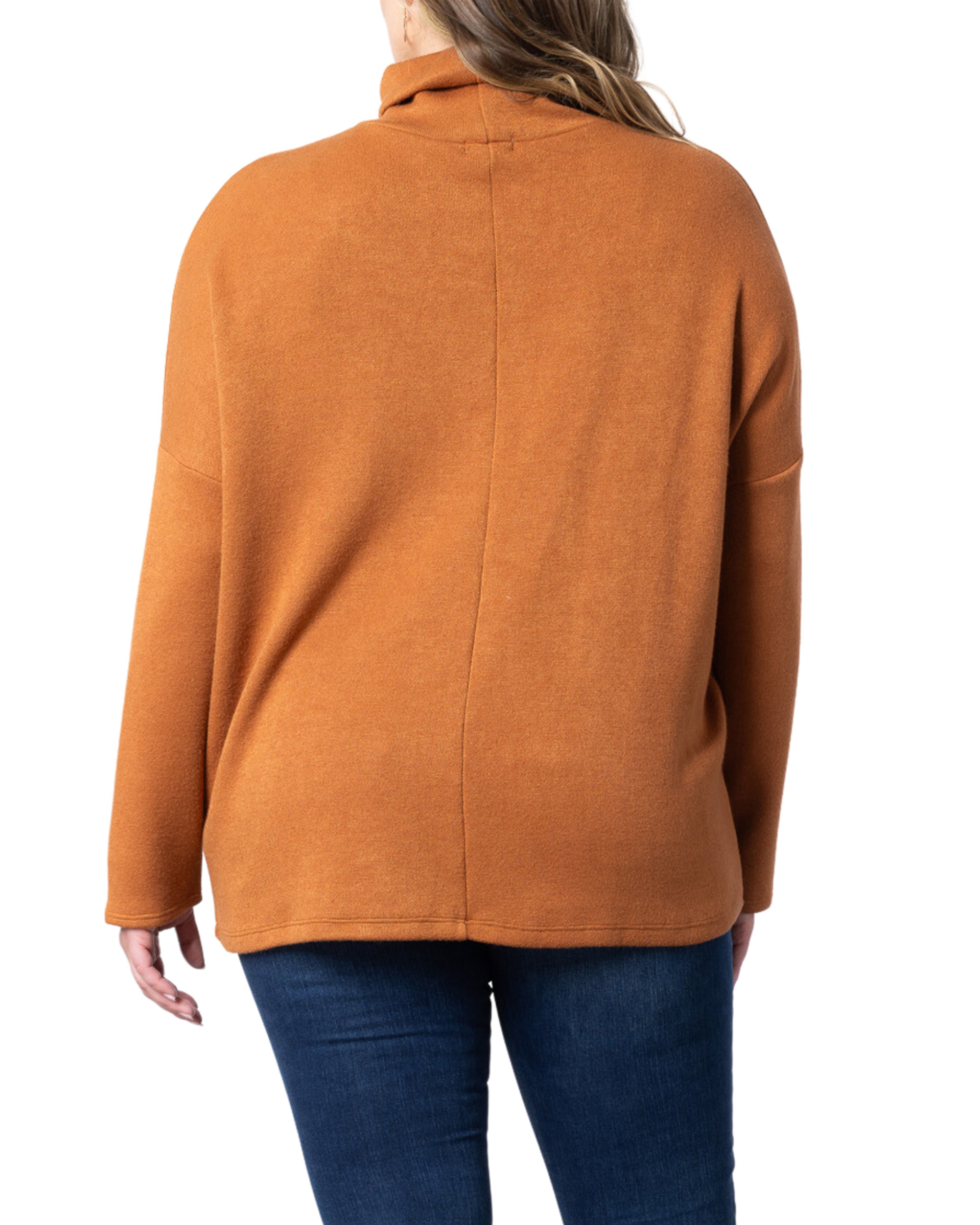 Paris Turtleneck Tunic Sweater, CAMEL / Brown, alternate image number 1