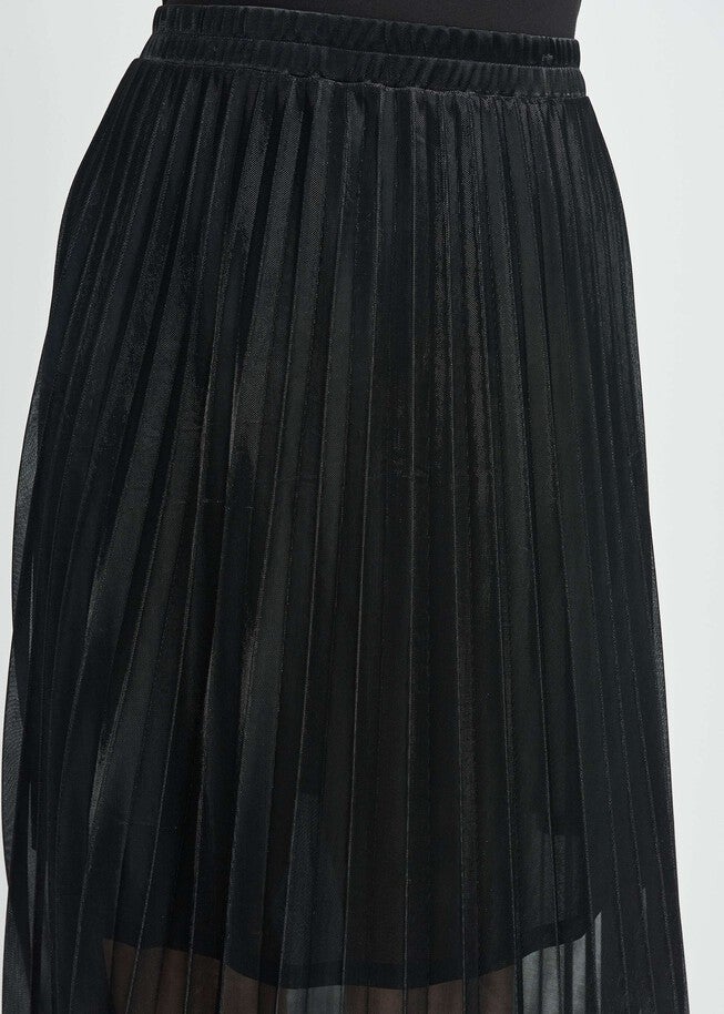Carolyn Pleated Maxi Skirt, BLACK / Black, alternate image number null