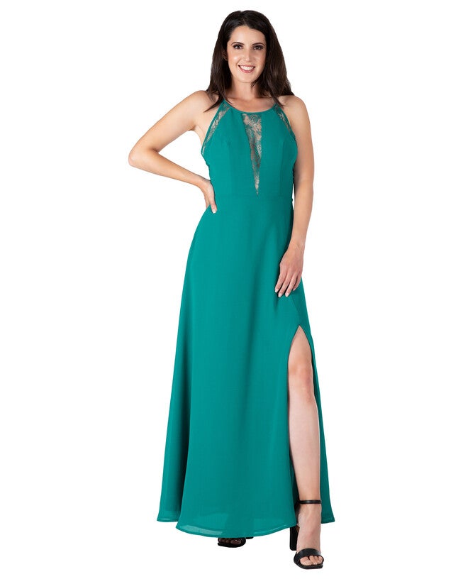 Women's Lace Detailed Sleeveless Maxi Dress, HUNTERGREEN / Hunter Green, hi-res image number 0