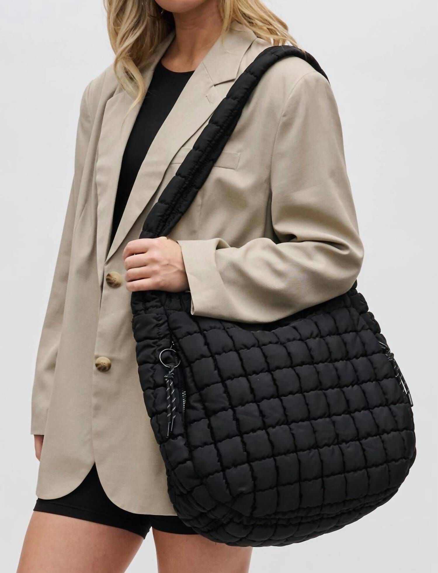 Revive Puffer Hobo Bag, Black / Black, alternate image number 1