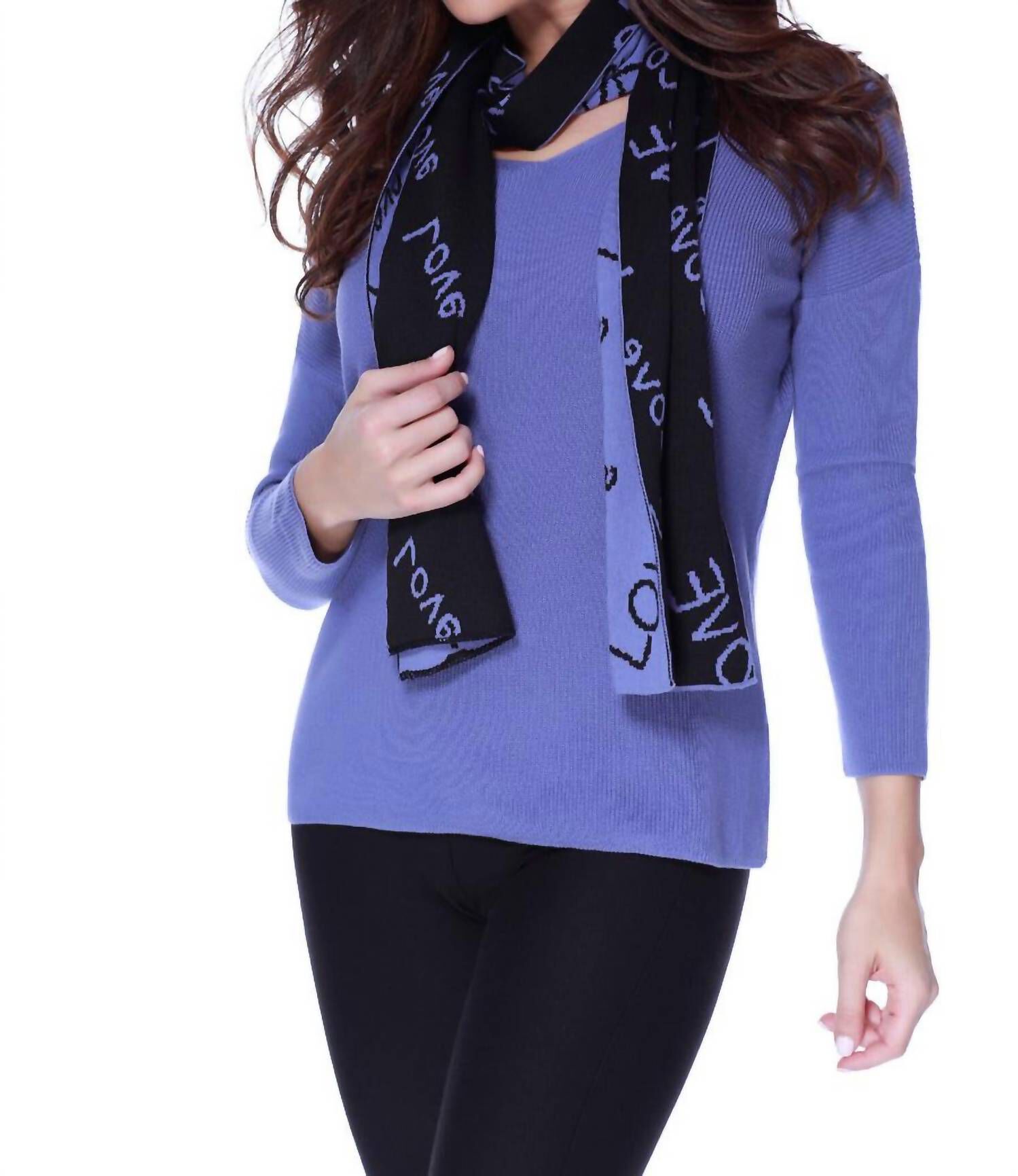 LOVE PULLOVER W/ SCARF IN LAVENDER, Lavender / Purple, hi-res image number 0