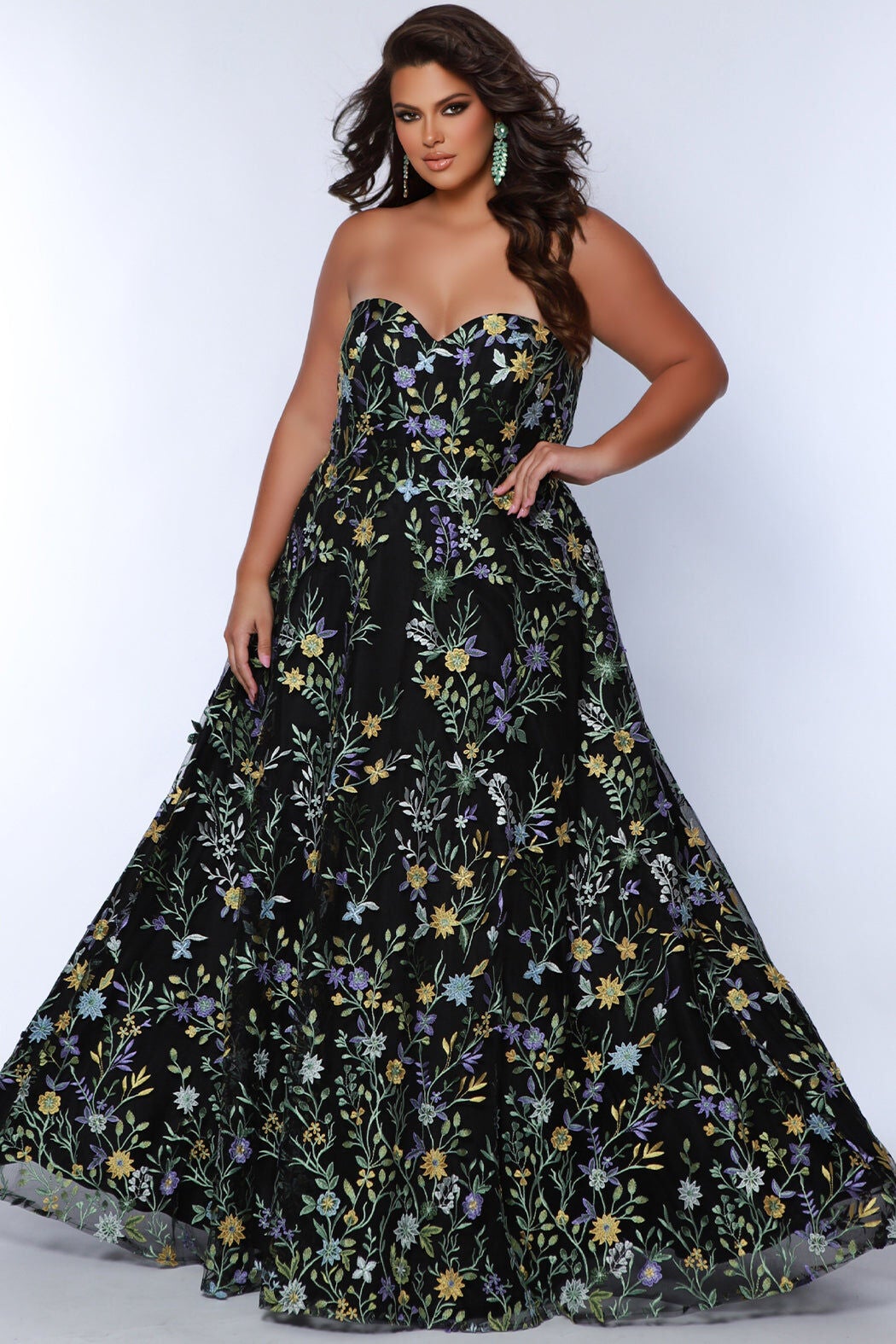 WATCH ME BLOOM FLORAL FORMAL DRESS, Black Floral / Black, alternate image number 1