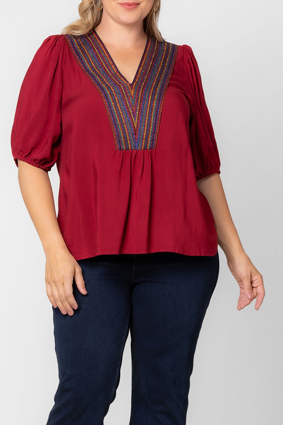 Tacoma Trim Neckline Top, CRIMSON RED / Red, alternate image number 2