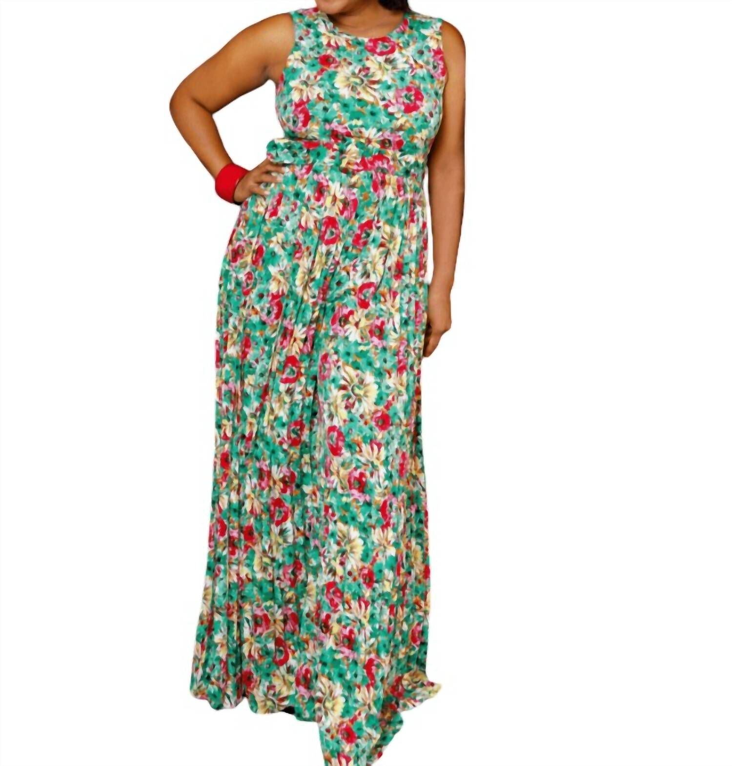 Pleated Floral Jumpsuit, Green / Kelly Green, alternate image number 1