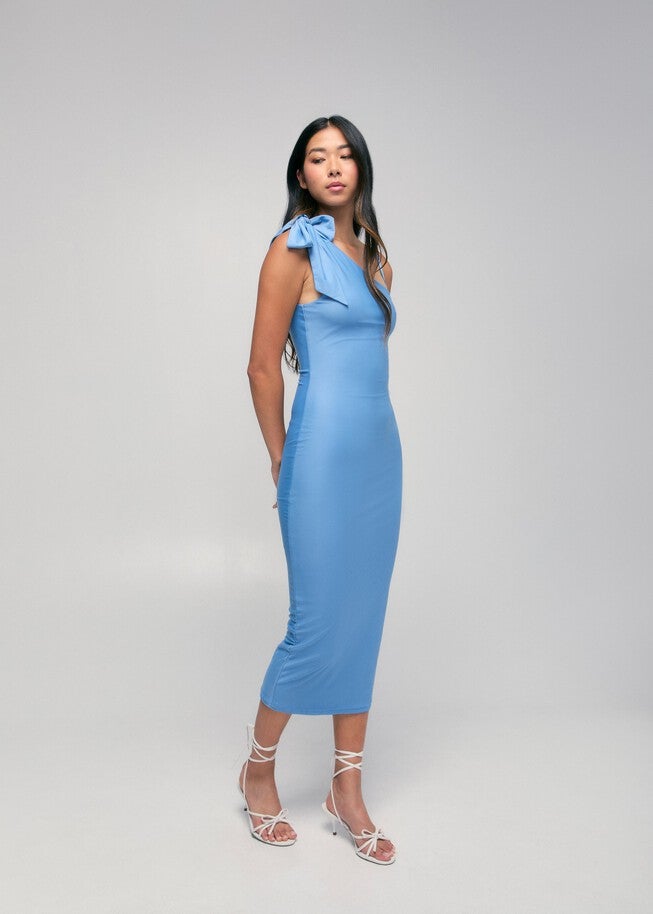 One Shoulder Bodycon Dress, Blue / Cornflower Blue, alternate image number 2