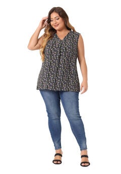 Floral Blouse Sleeveless Tank Top