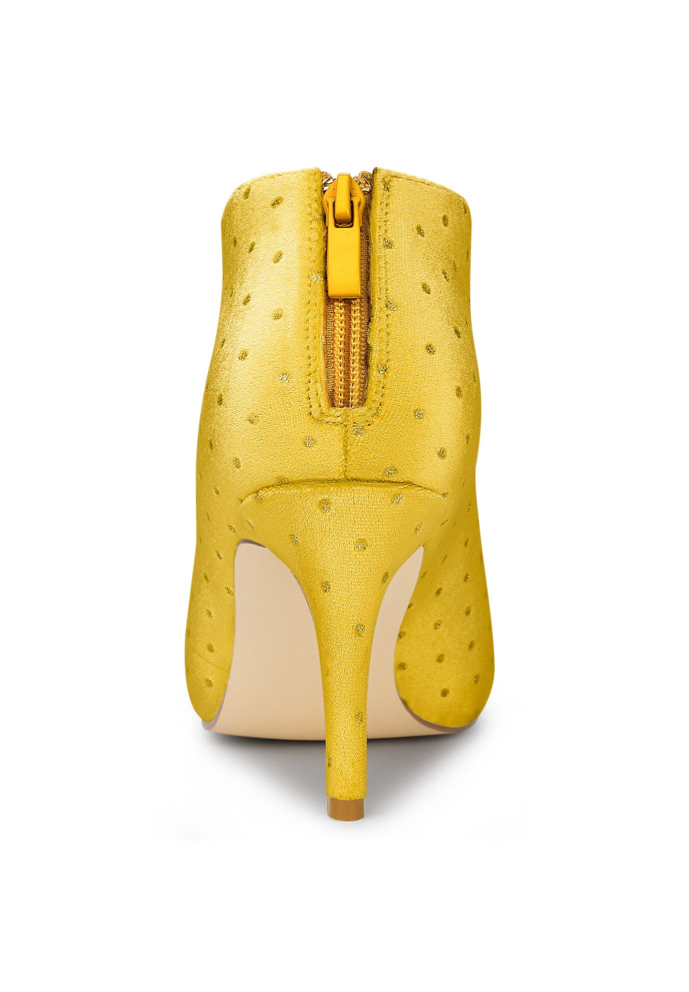 V SHAPED CUTOUT POINTED TOE BOOTIES, Yellow / Yellow, alternate image number 3