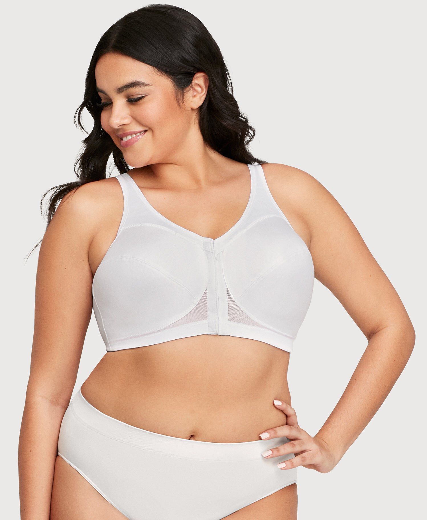 MagicLift Front-Closure Posture Back Bra Band | 44, White / White, alternate image number 2