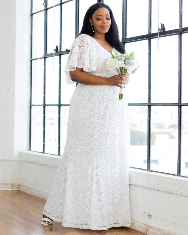 Clarissa Long Lace Wedding Dress, PEARL / White, alternate image number null