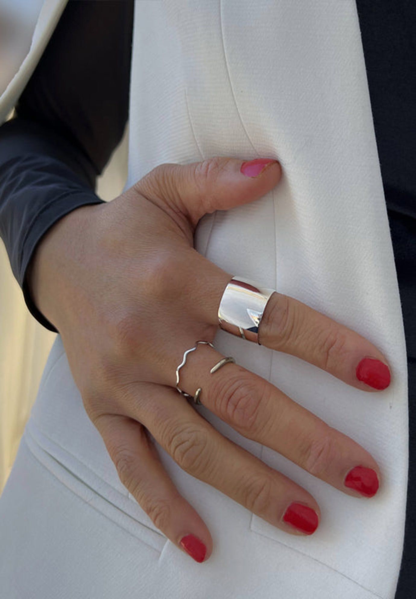 RICH Chunky Wide Cigar Band Ring, Silver / Silver, alternate image number 6