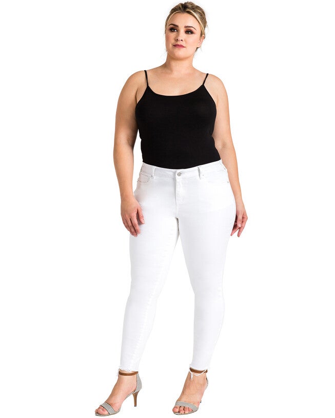 Virginia Plus Size Released Hem White Skinny Jeans, White / White, alternate image number 1