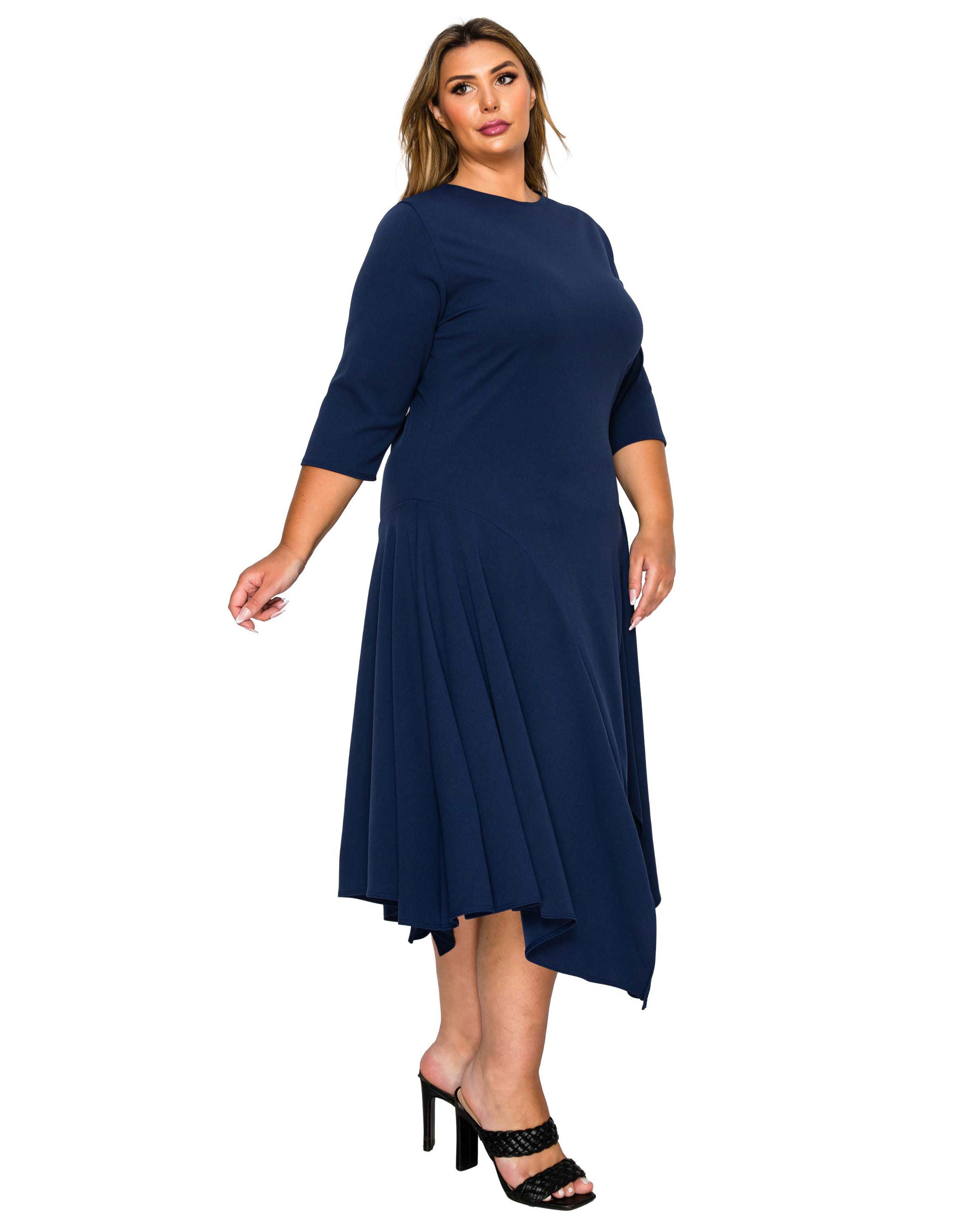 Vida Split Hem Dress, Navy / Navy, alternate image number 1
