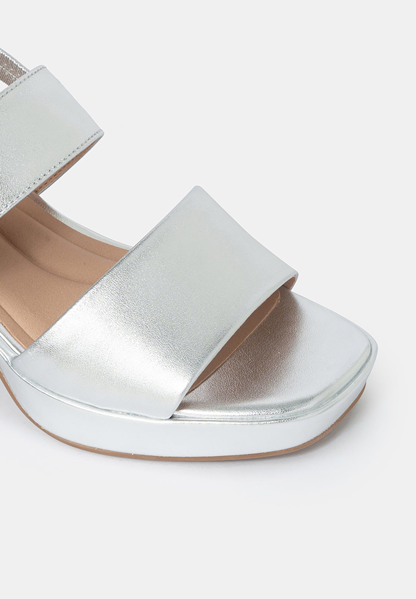 Monroe Two-Strap Platform Sandals, Silver / Silver, alternate image number 2