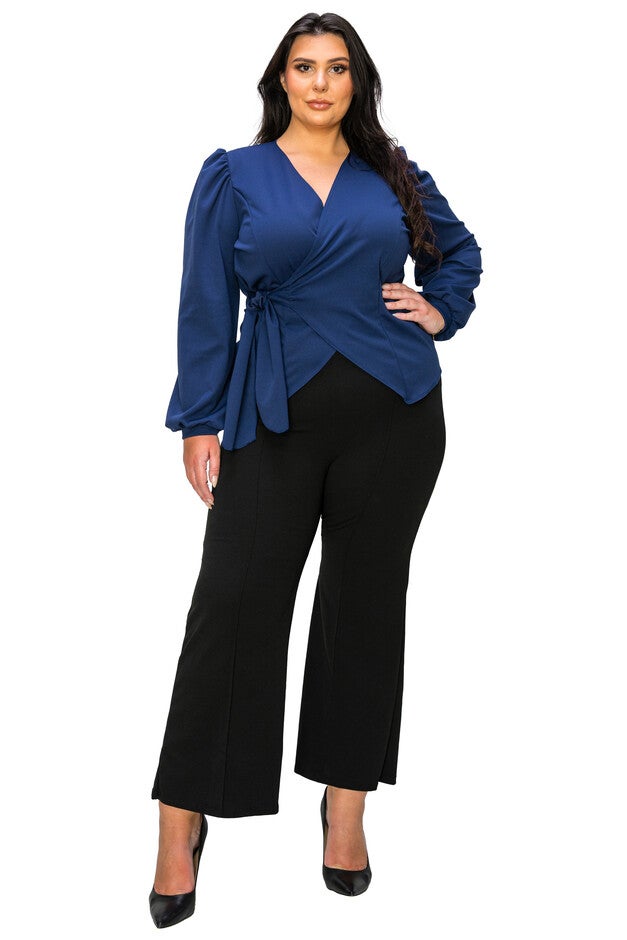 YELENA CREPE WRAP TOP, Navy / Navy, hi-res image number 0