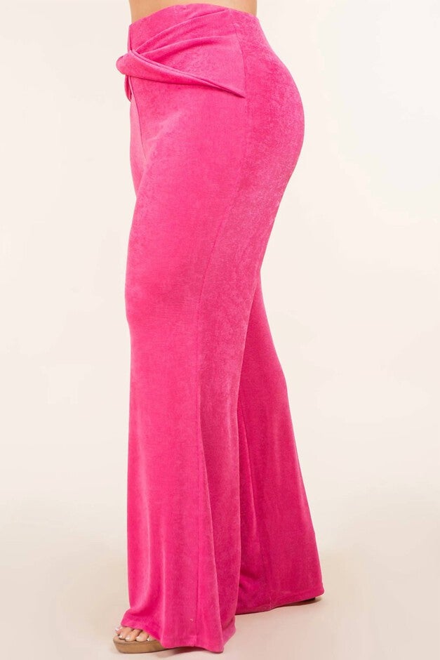 DRAPE KNOT DETAILED SLINKY WIDE PANTS IN PINK, , alternate image number null