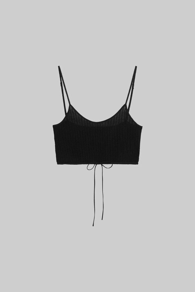 JASMINE POINTELLE DRAWSTRING TANK IN BLACK, Black / Black, hi-res image number null