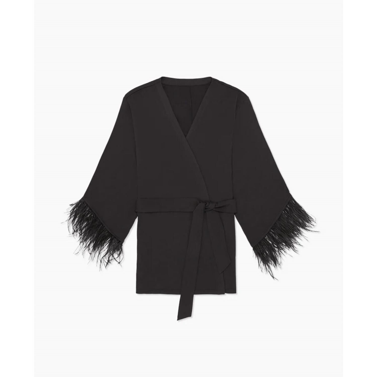 FEATHER ROBE IN BLACK, , alternate image number 9