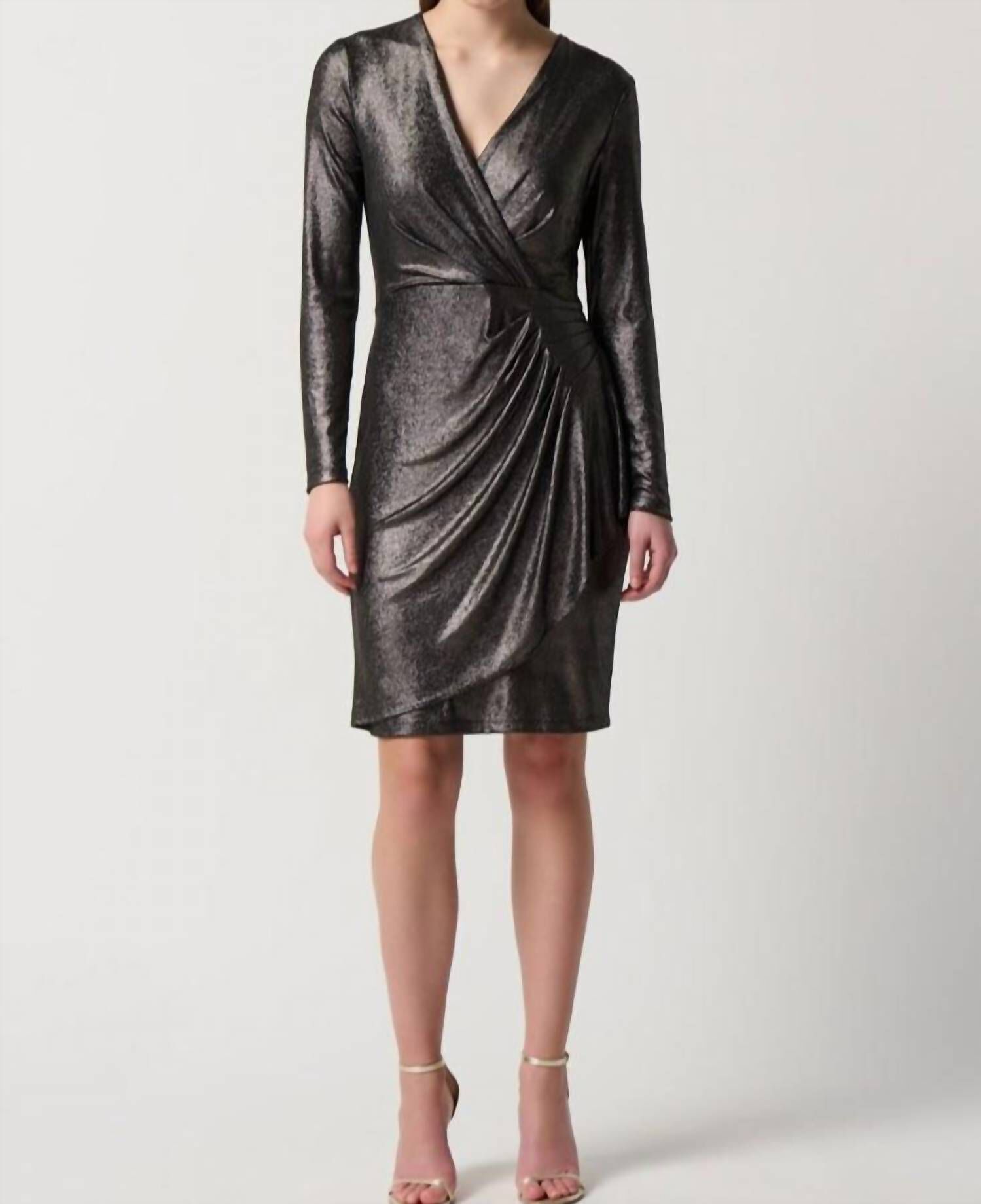 PEWTER SHEATH DRESS IN PEWTER, Pewter / Charcoal Grey, hi-res image number 0