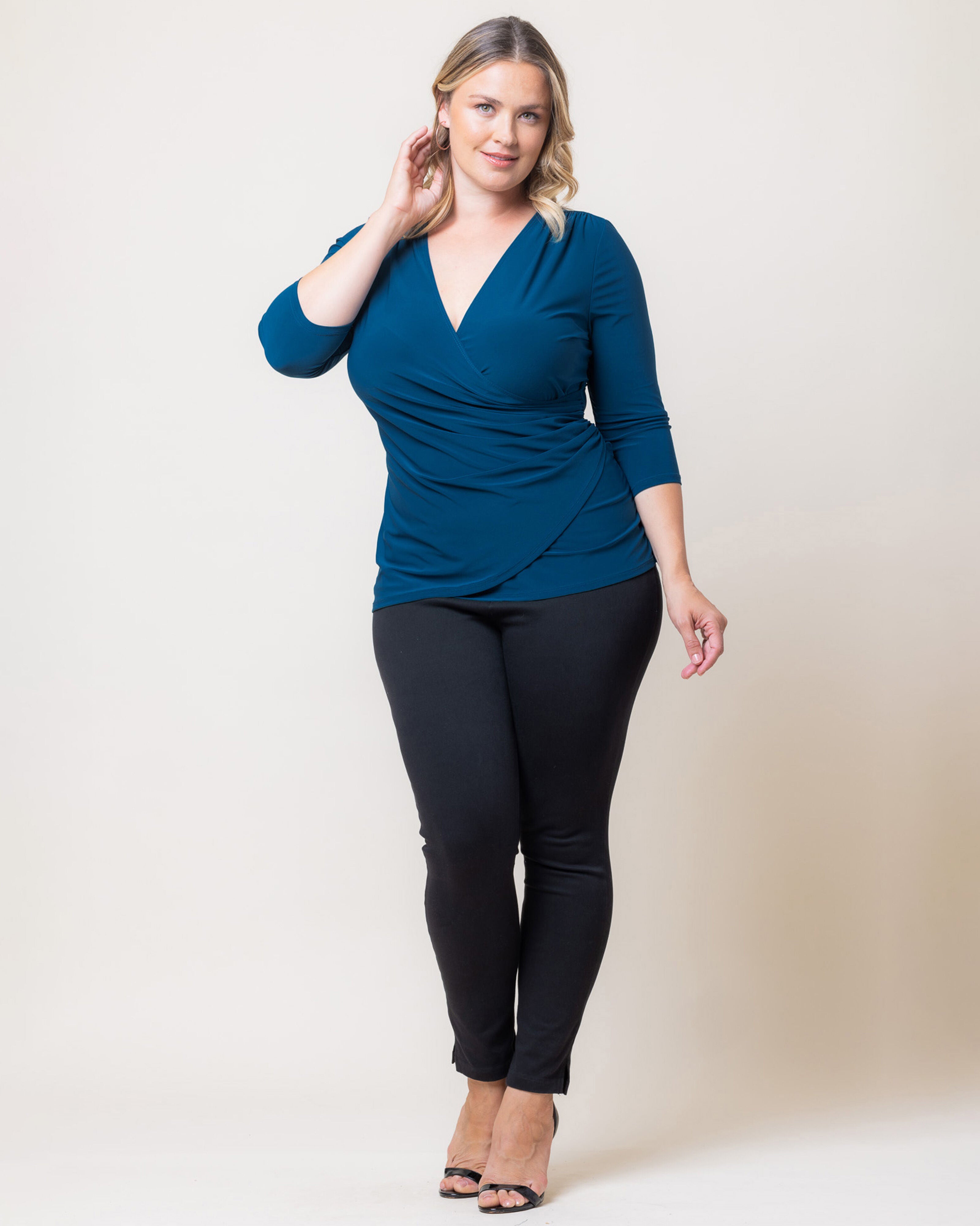 Femme Fatale Faux Wrap Top, AEGEAN BLUE / Teal, alternate image number 4