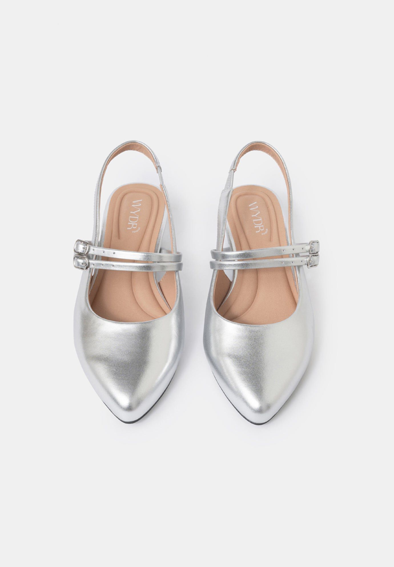 Aria Double Strap Pointy Toe Mary Jane, Metallic Silver / Silver, alternate image number 3