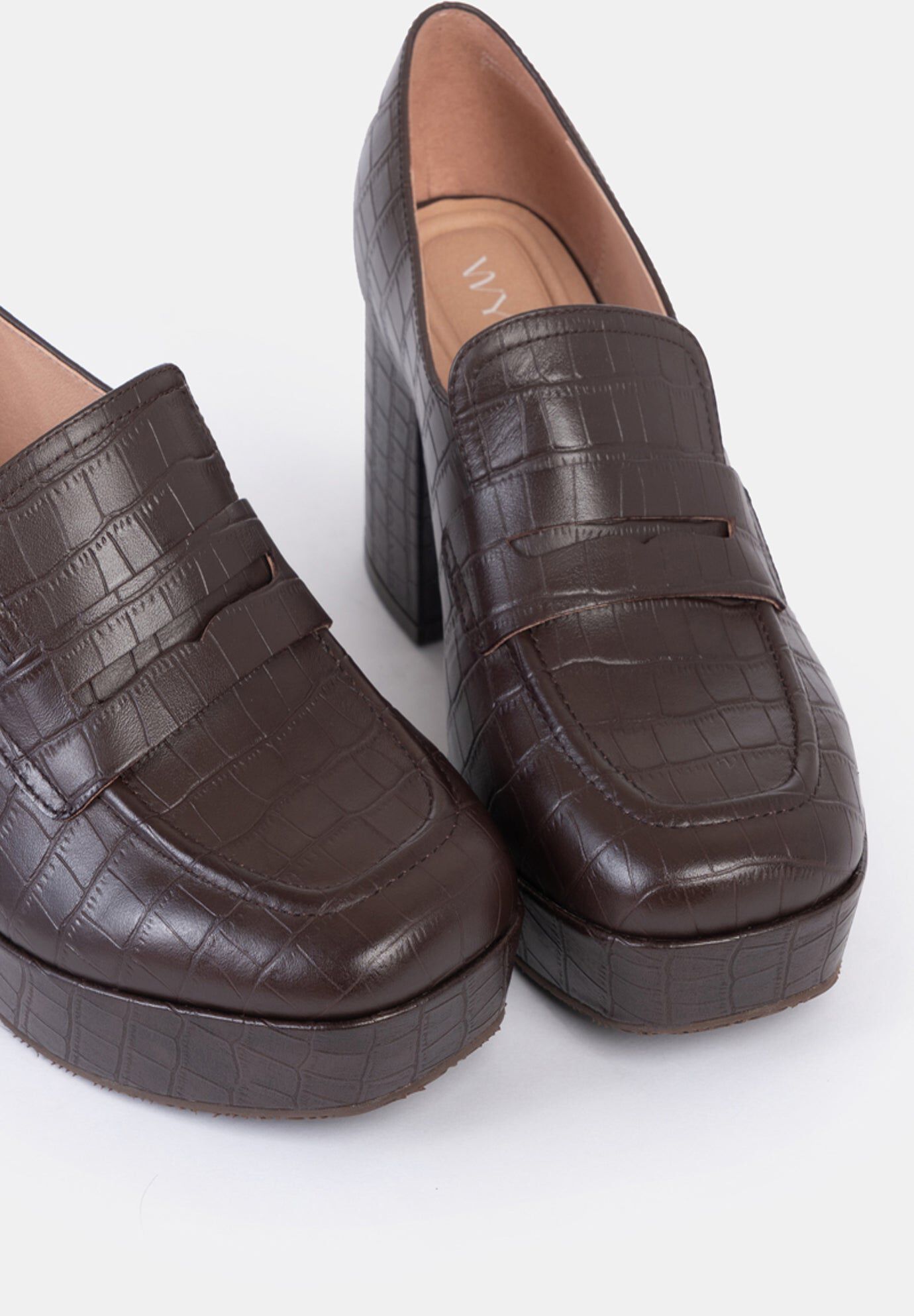 Liza Platform Loafers, Brown Croco / Brown, alternate image number 3