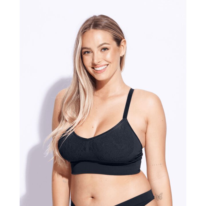 MID V LINED WIRE-FREE BRA, Onyx / Black, alternate image number 1