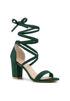 Faux Suede Lace Up Sandals