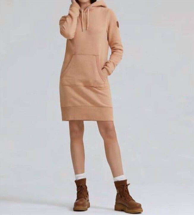 HOODIE DRESS IN TAN, Tan / Beige, hi-res image number 0