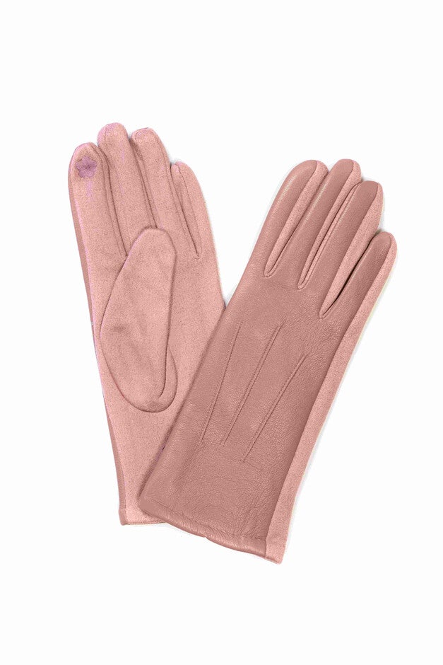 Leatherette Classic Gloves Pink, PINK / Pink, hi-res image number 0