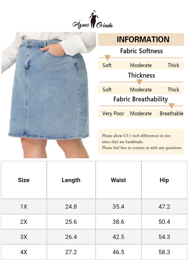 CLASSIC 4-POCKET DENIM PENCIL SKIRT WITH SLIT, Grey Blue / Dusty Blue, alternate image number 4