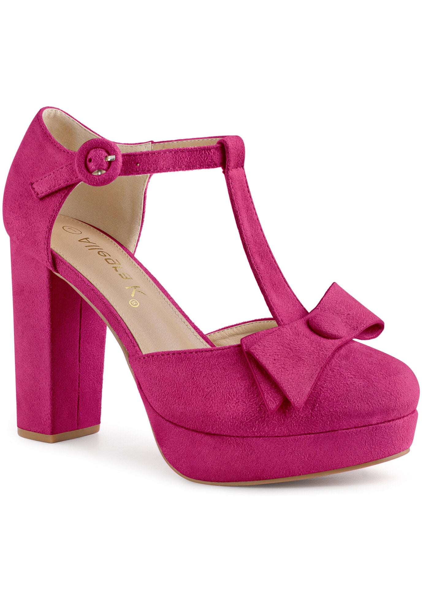 Mary Janes Platform Pumps Chunky Heels Dress Shoes, Hot Pink / Pink, hi-res image number 0