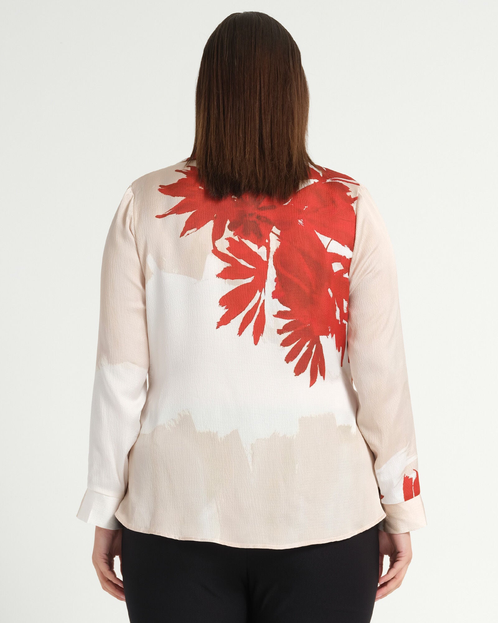 Maisie Long Sleeve Tie Shirt, Natural Rosa / Red, alternate image number 3