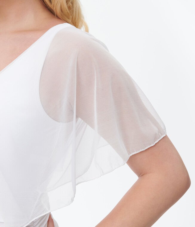 White Mesh Sleeved Torrey Swimsuit, , alternate image number 6