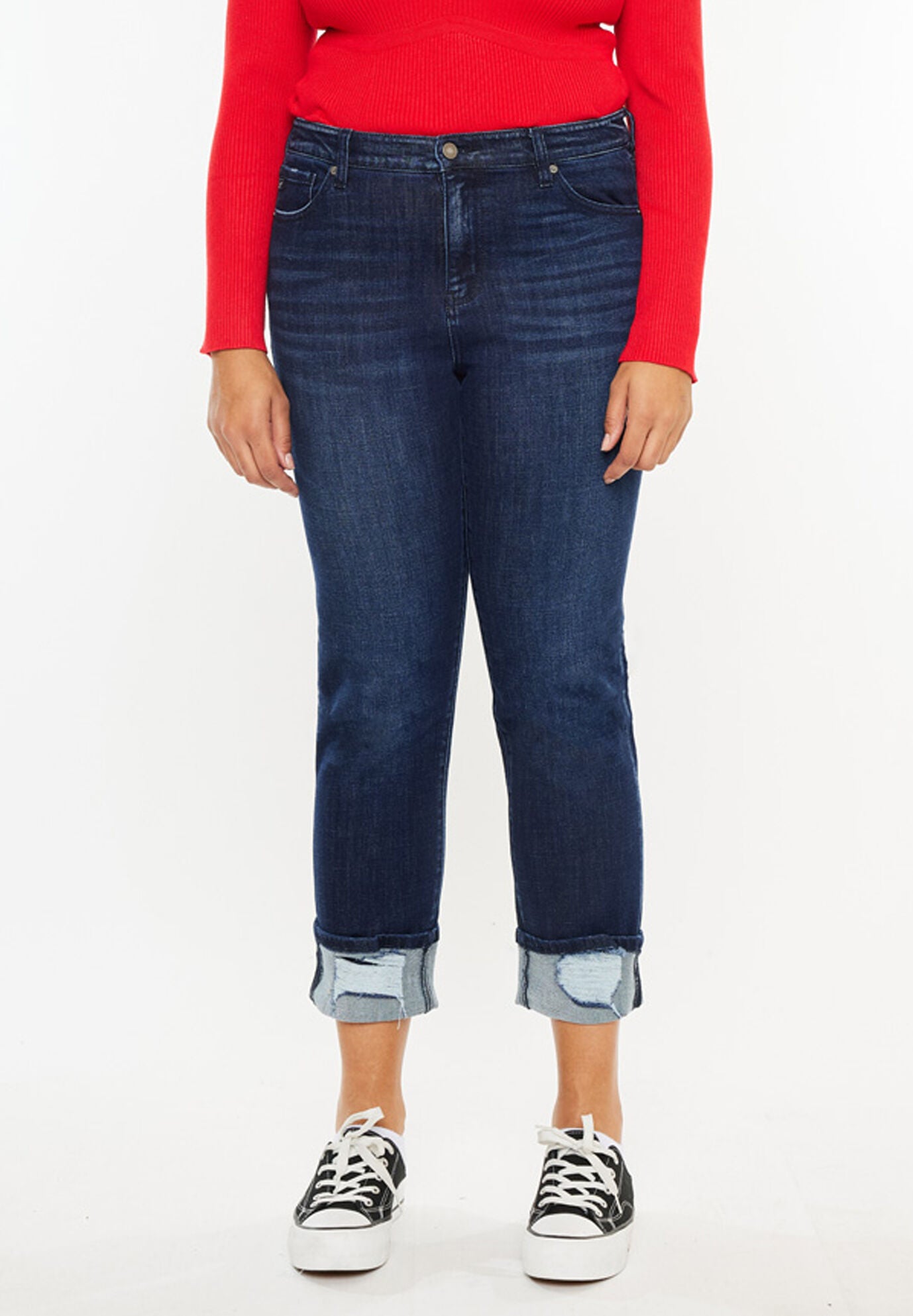 Raven Mid Rise Skinny Straight (Plus Size), Dark Wash / Dark Wash, alternate image number 4