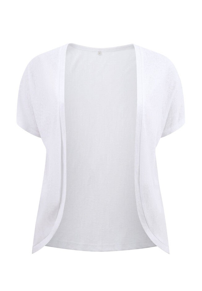 Open Front Short Sleeves Loose Fit Knit Solid Cardigans, White / White, alternate image number 3
