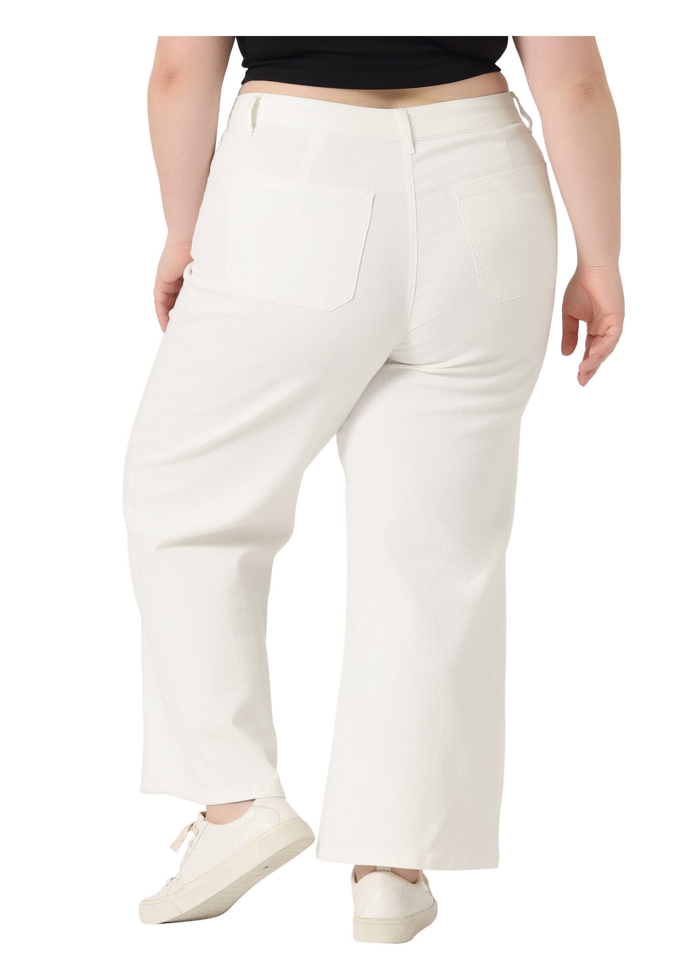 WIDE LEG WASHED STRETCHY PALAZZO PANTS DENIM JEANS, White / White, alternate image number 3